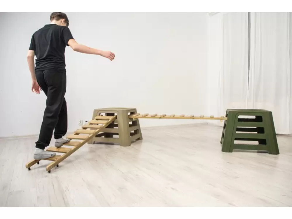 Wooden climbing ladder
