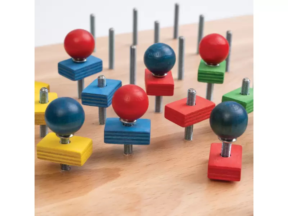 Wooden board with screws