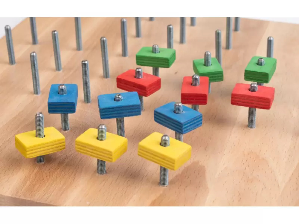Wooden board with screws
