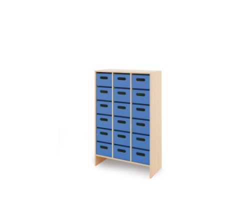 Storage Unit XL with deep wooden trays - Blue