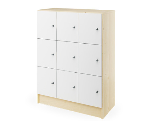 Prima. White storage locker 9 with doors - birch