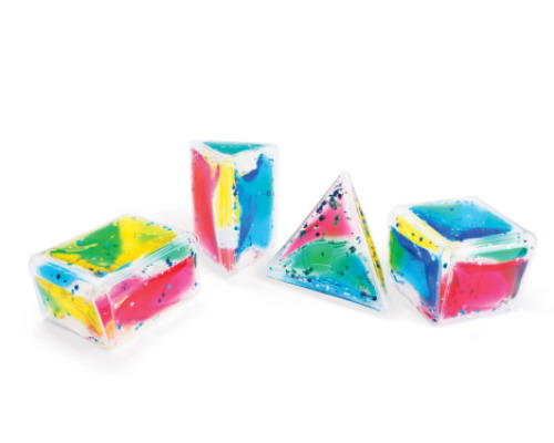 Sensory gel solids with glitter