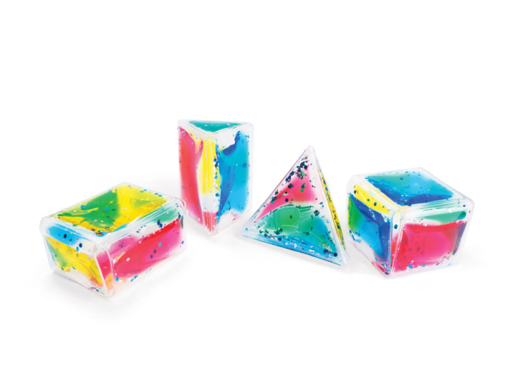 Sensory gel solids with glitter