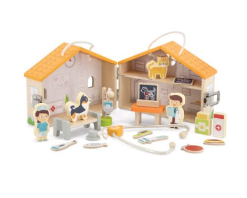 Vet. Wooden house with accessories