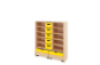 Storage Unit XL with shelves + with deep wooden trays & container - Yellow