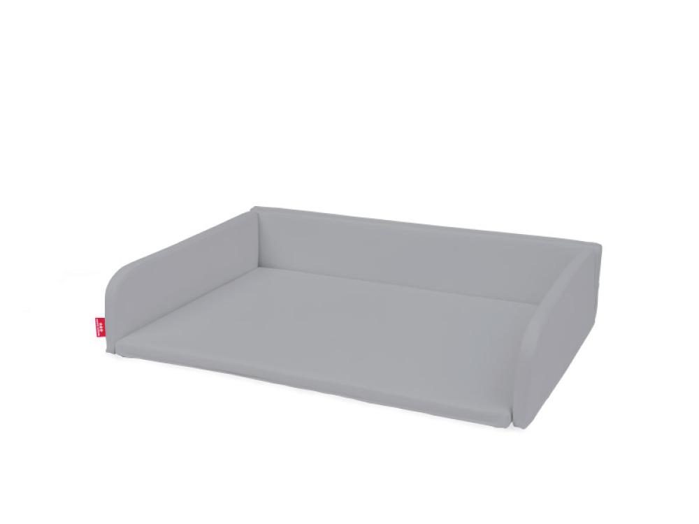 Changing mat with sides for two-person changing table. Grey