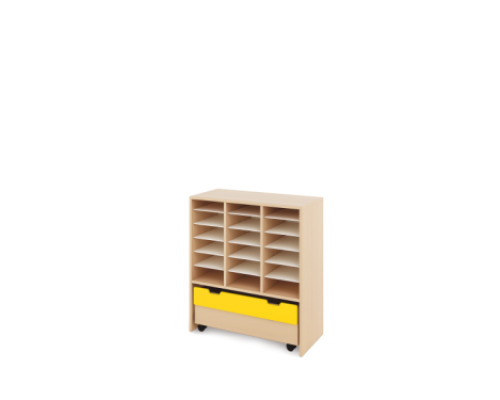 Storage Unit L with compartments + container - Yellow