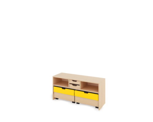 Storage Unit S with shelves + shallow cardboard trays & container - Eko