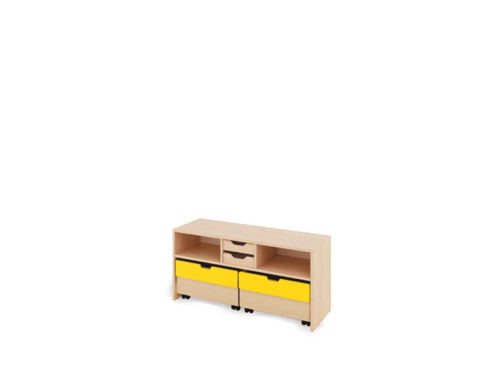 Storage Unit S with shelves + shallow cardboard trays & container - Eko
