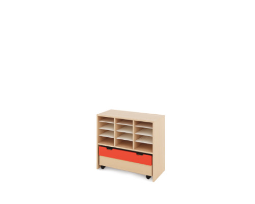 Storage Unit M with compartments + container - Red