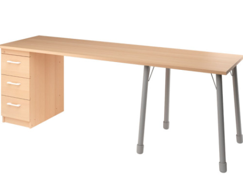 Prima desk with drawers beech