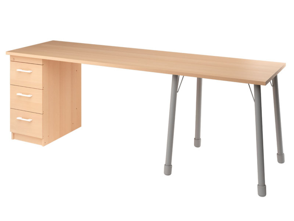 Prima desk with drawers beech
