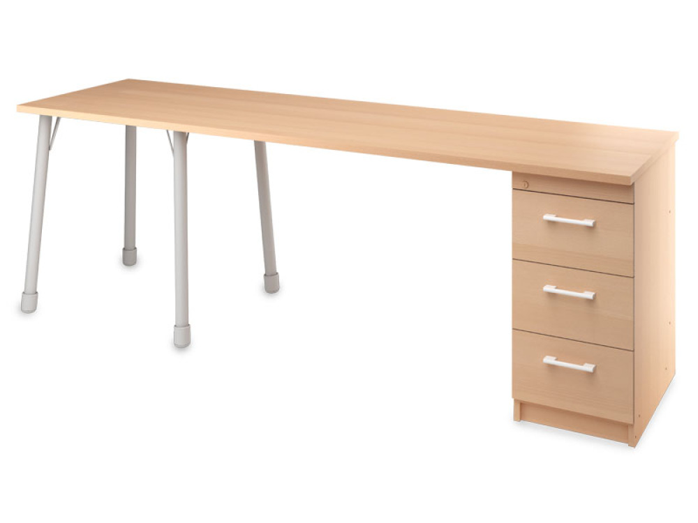 Prima desk with drawers beech