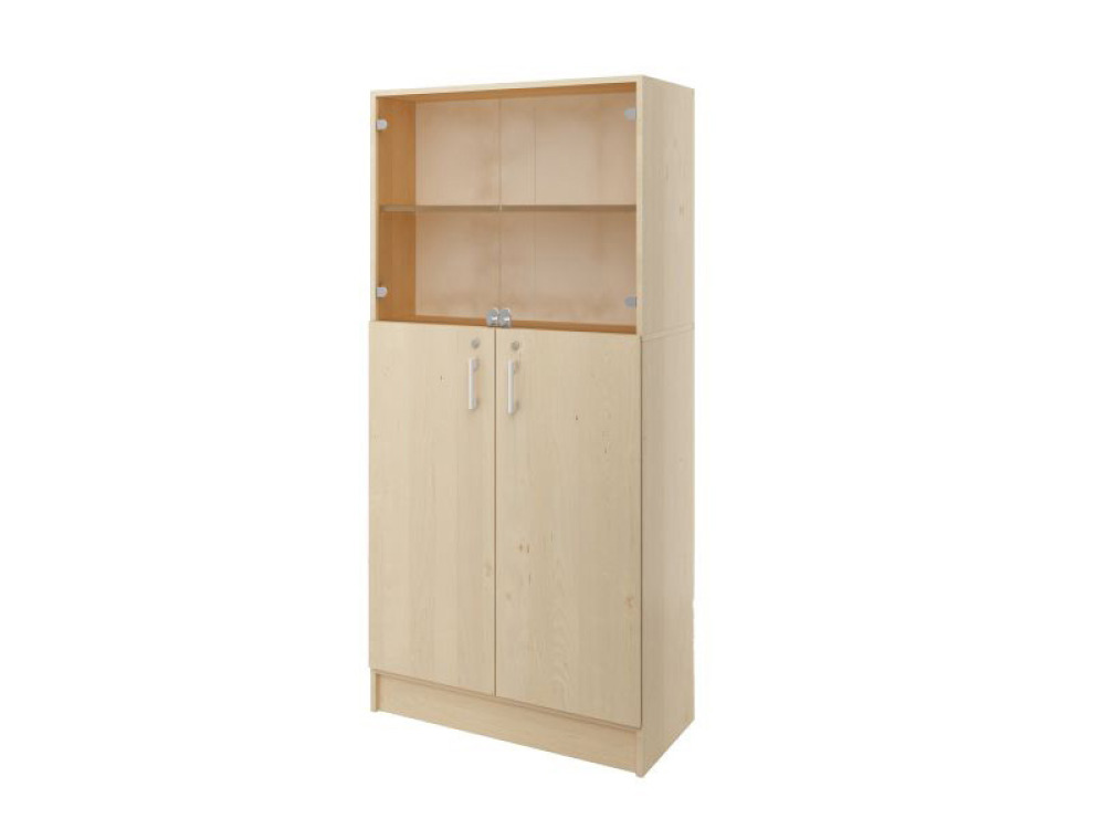 PRIMA FEATURES Unit with a wooden doors and a glass doors birch