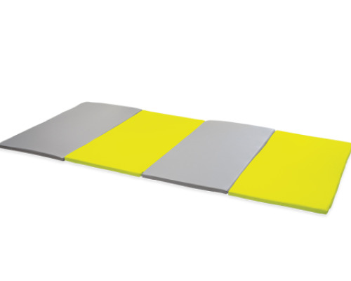 Foldable gymnastics mat 4-part. Lime-grey