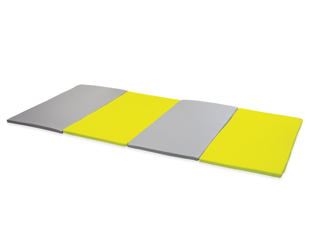 Foldable gymnastics mat 4-part. Lime-grey