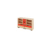 Storage Unit M with shelves + with deep wooden trays & container - Red