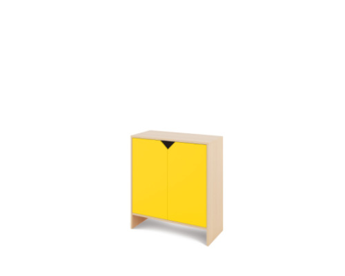 Storage Unit L with shelves + doors - Yellow
