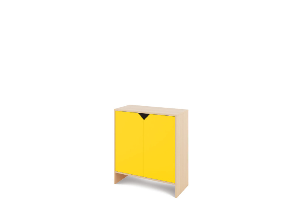 Storage Unit L with shelves + doors - Yellow