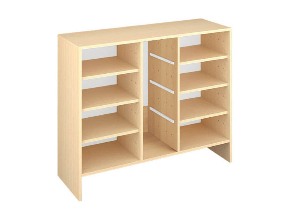 Storage Unit L with shelves for trays - Beech