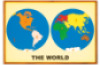 Puzzle map of the world. Continents. Two hemispheres