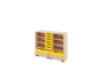 Storage Unit L with shelves + shallow wooden trays & container - Yellow