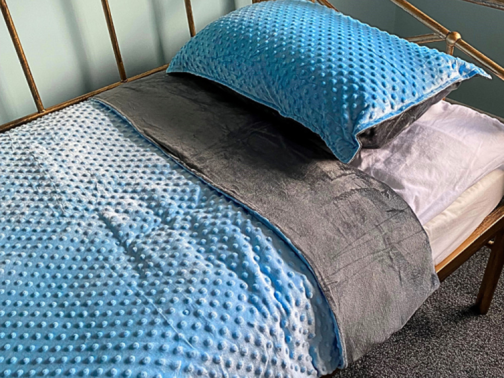 3kg Weighted Blanket Small (90 x 100) Blue/Grey with Pillowcase