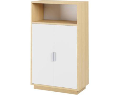 Medium cabinet with a pair of doors - birch and white. Exclusive