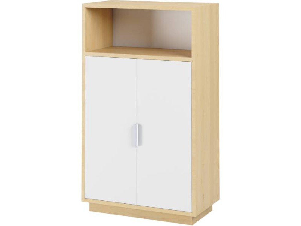 Medium cabinet with a pair of doors - birch and white. Exclusive