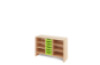 Storage Unit M with shelves + shallow wooden trays - Green