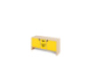 Storage Unit S with shelves and doors + deep wooden trays - Yellow