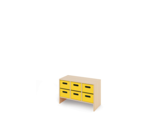 Storage Unit S with deep wooden trays - Yellow