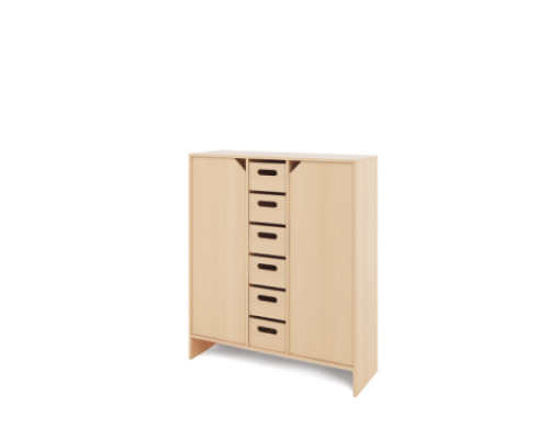 Storage Unit XL with shelves and doors + deep wooden trays - Eko