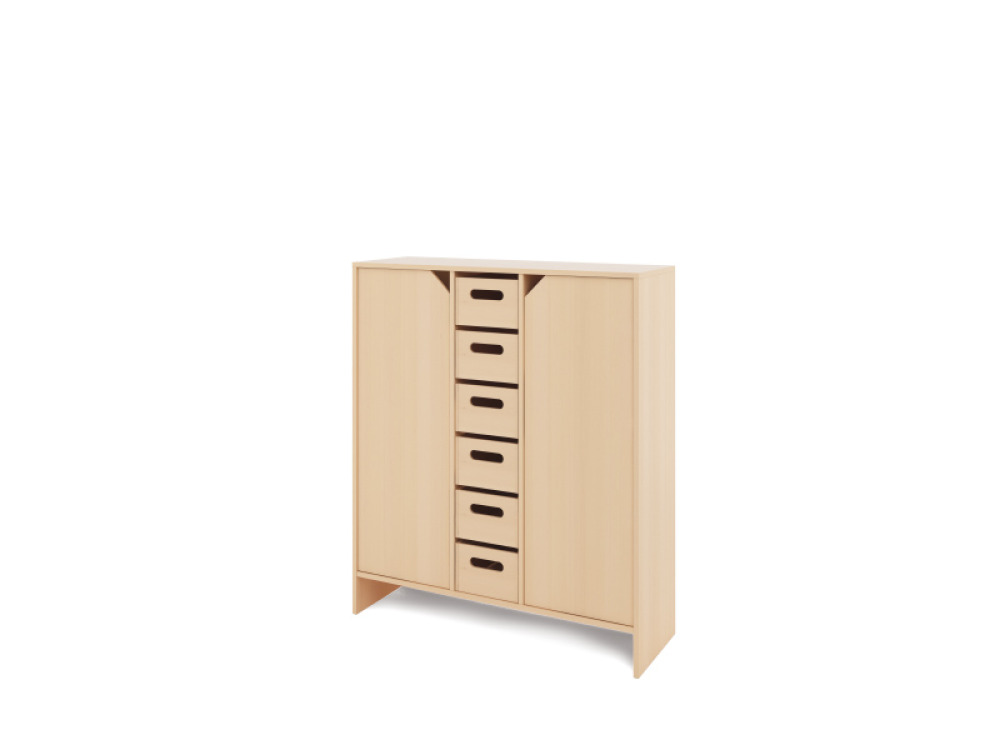 Storage Unit XL with shelves and doors + deep wooden trays - Eko