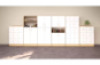 Birch storage unit with birch doors from the Prima collection.