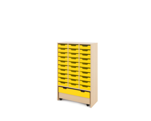 Storage Unit XL with shallow cardboard trays + container - Yellow