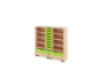 Storage Unit X with shelves + shallow cardboard trays & container - Green