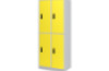 Tall 4-person metal cloakroom with doors - yellow