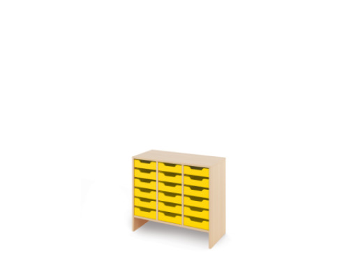 Storage Unit M with shallow cardboard trays - Yellow