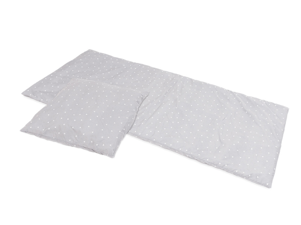 Pillowcases and quilt covers. Grey with a print