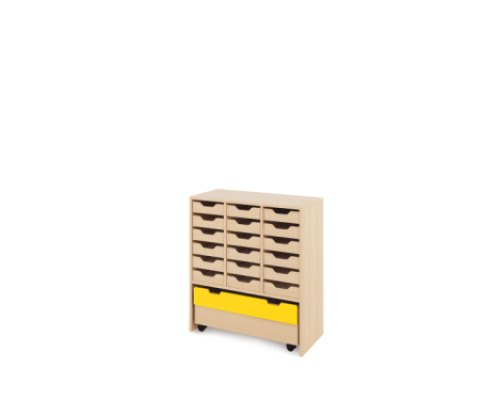 Storage Unit L with shallow wooden trays + container - Eko