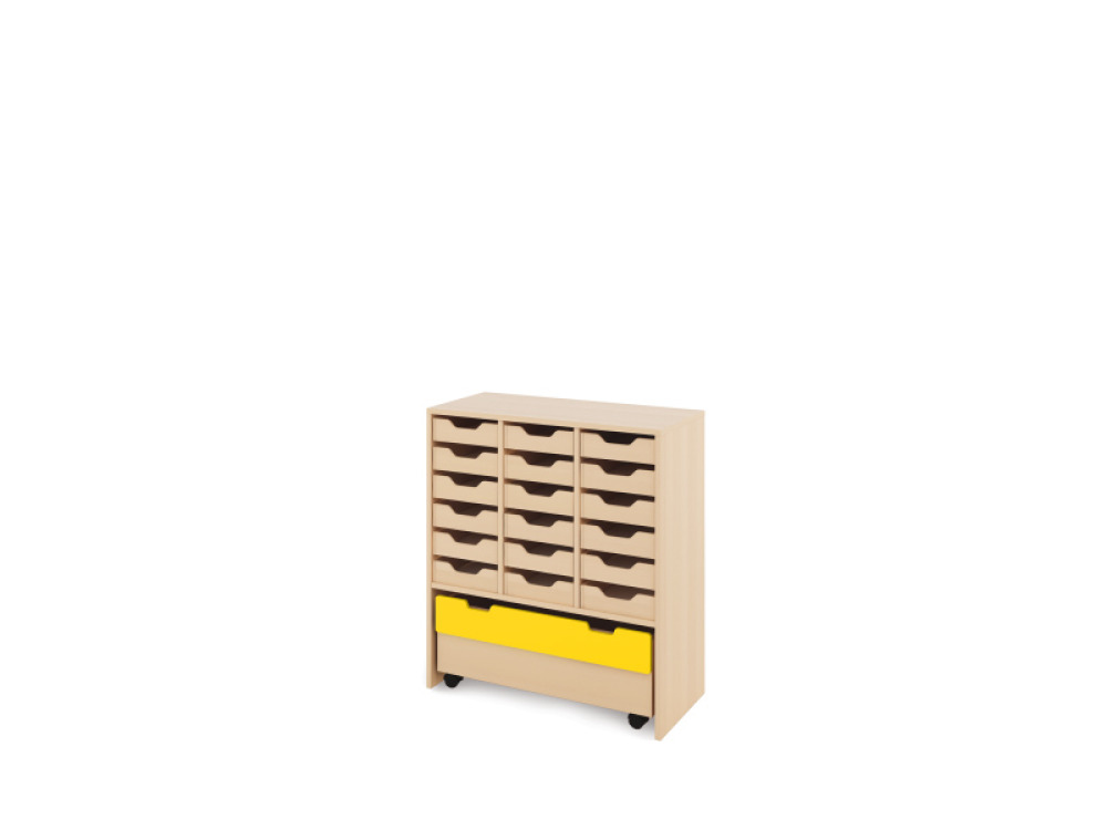 Storage Unit L with shallow wooden trays + container - Eko
