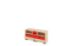 Storage Unit S with shelves + shallow wooden trays & container - Red