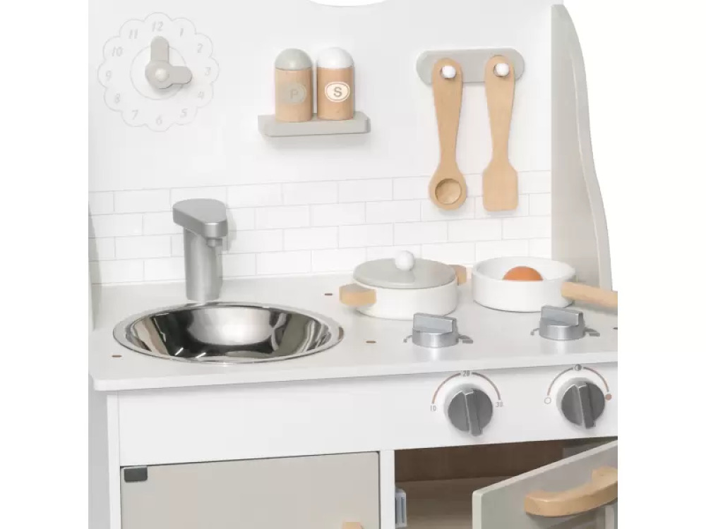 Grey wooden kitchen with accessories
