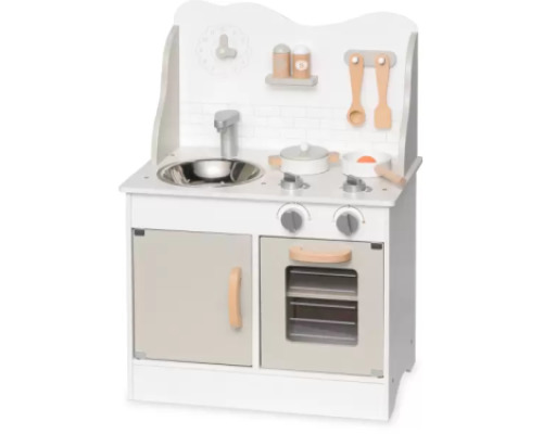 Grey wooden kitchen with accessories