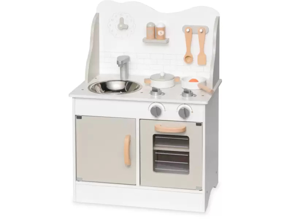 Grey wooden kitchen with accessories