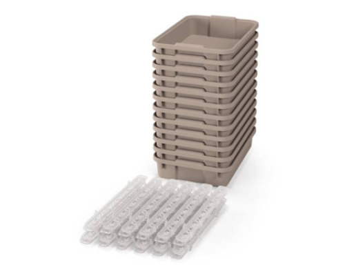 Small plastic containers with runners - eco beige - 12
