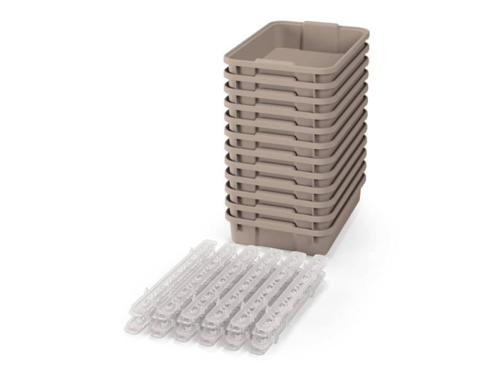 Small plastic containers with runners - eco beige - 12