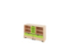 Storage Unit M with shelves + shallow wooden trays & container - Green