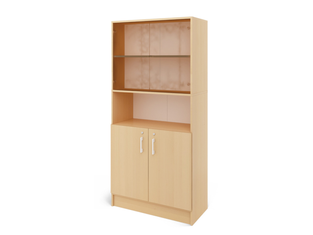 Prima features Unit with wooden doors and a glass doors birch